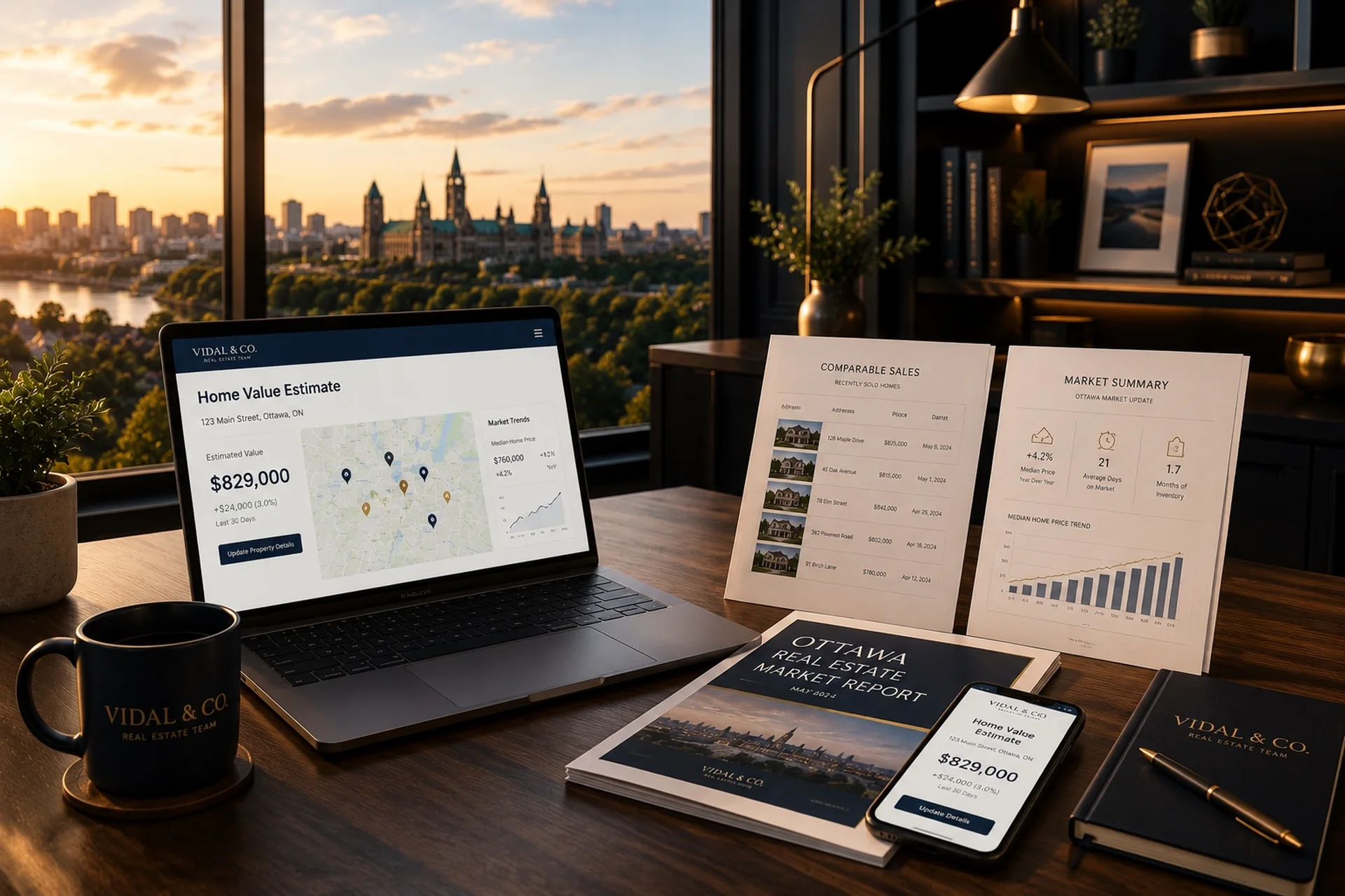 Ottawa home value estimate tools showing comparable sales, market reports, sold listing data and professional home evaluation resources from Vidal & Co. Real Estate Team.